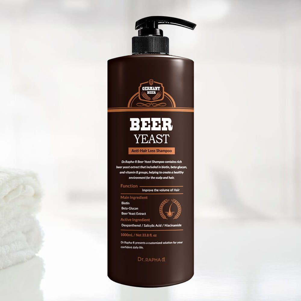 Dr.RAPHA-R Beer Yeast Anti-Hair Loss Shampoo 1L – German Beer Yeast, Micellar Deep Clean, Boosts Volume + Strength, Biotin & Amino Acid Rich, Low-Irritation pH Care _ Made in KOREA